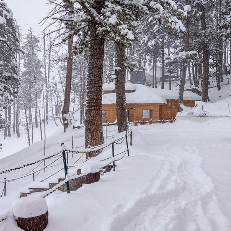 now-covered wooden cottages surrounded by Himalayan mountains in Gulmarg.jpg