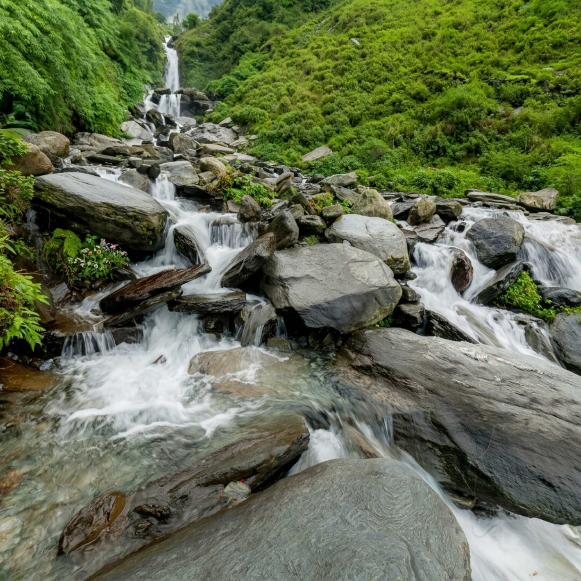 Peaceful view of Bhagsu Waterfall near Bhagsunag Temple in Himachal Pradesh.jpg