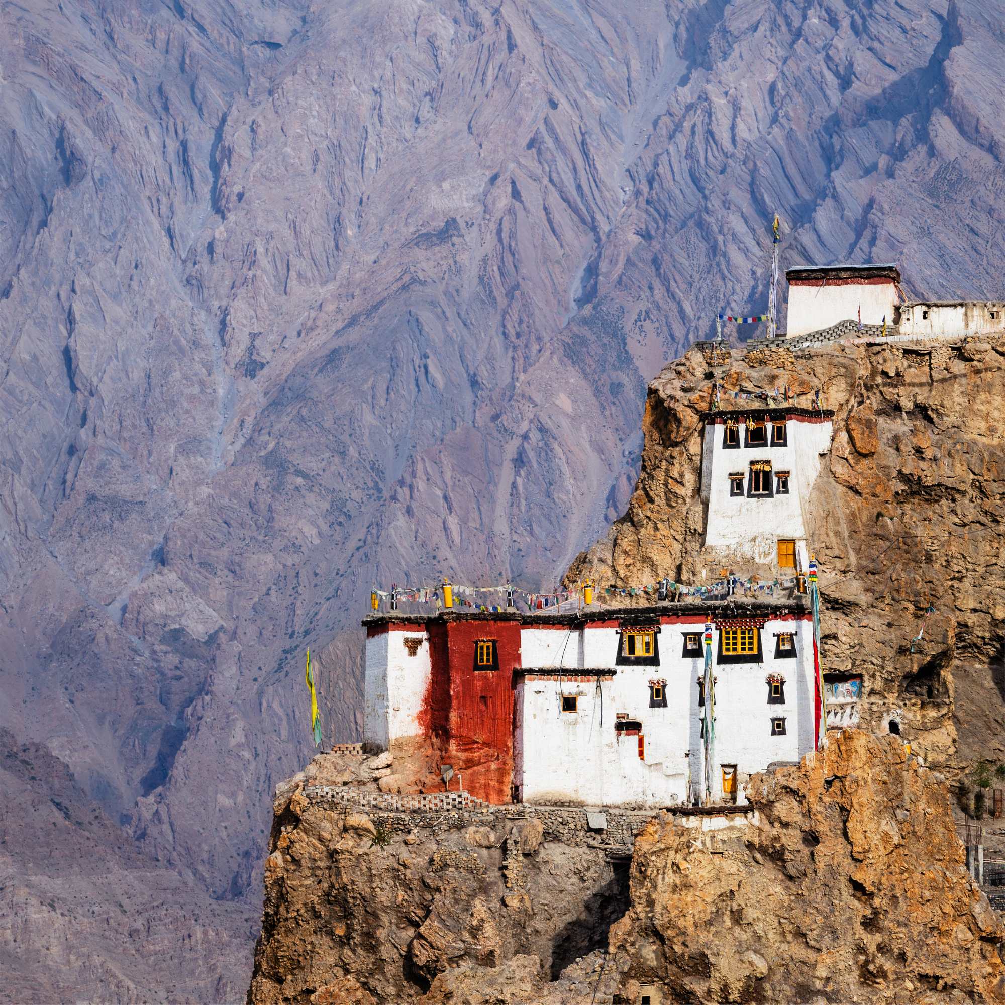Dhankar Monastery on a cliff with view of Dhankar Lake in Himachal.jpg