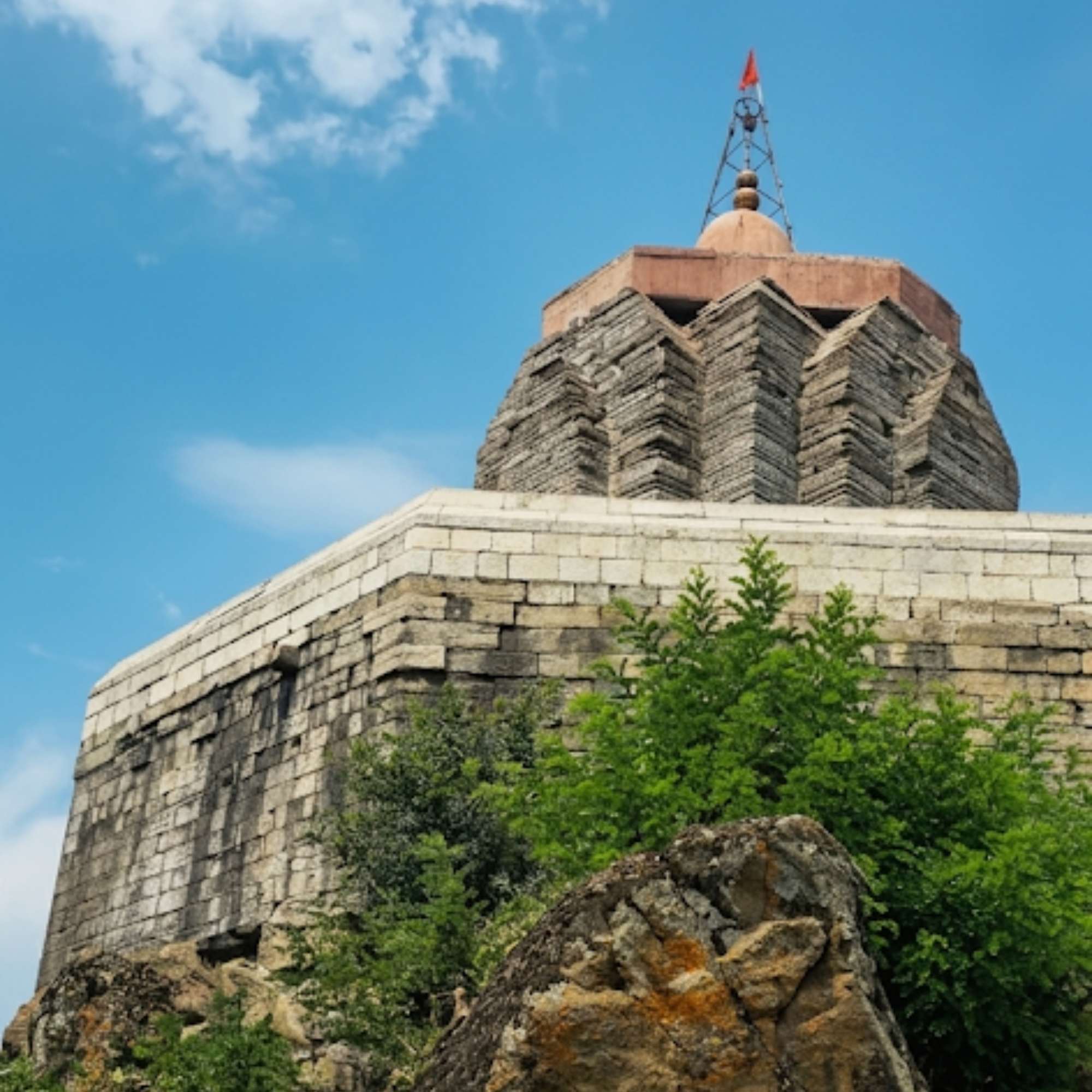 The grey stone Shankaracharya Temple on Shankaracharya Hill in the Zabarwan range