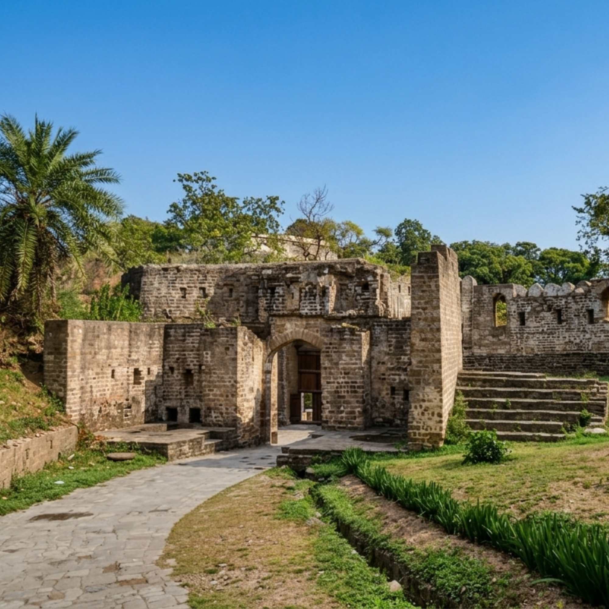 Kangra Fort surrounded by mountains and river views.jpg