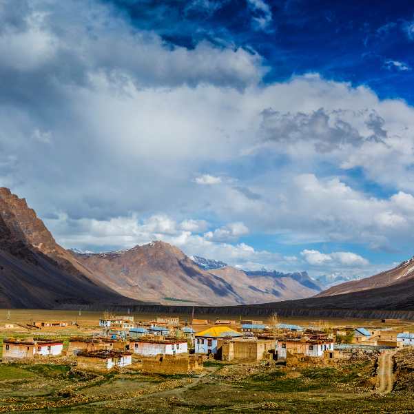 Kaza seen from the approach road in Spiti
