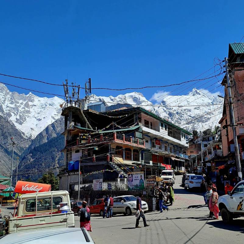 Mountain town of Reckong Peo on a clear day