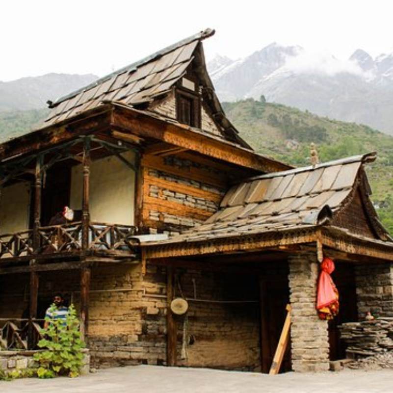 Kamru Fort and surrounding Kamru village above Sangla