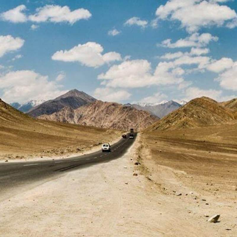 The gravity defying road at Magnetic Hill on the Leh to Kargil highway in Ladakh
