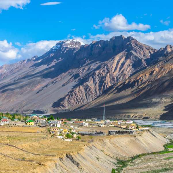 Kaza town in Spiti Valley at about 3,800 metres