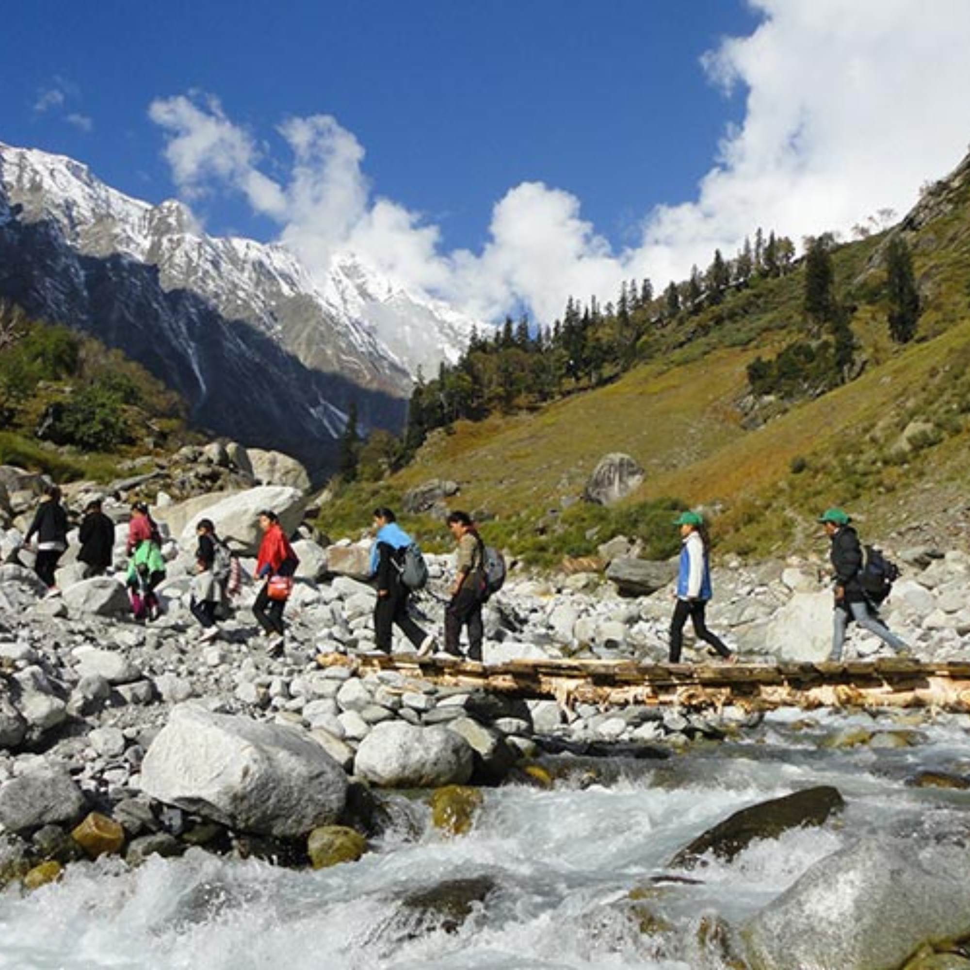 Beas Kund Trek trekking route through meadows and boulders